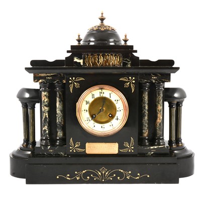 Lot 126 - Victorian slate mantle clock