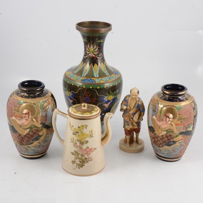 Lot 57 - A Satsuma lidded pot and other oriental wares