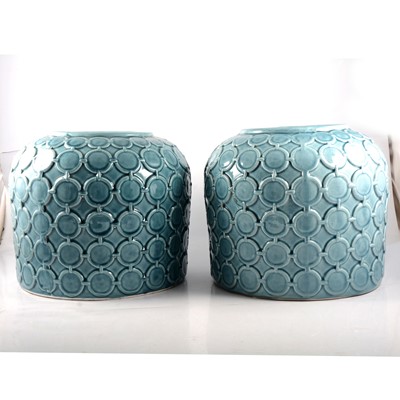 Lot 143 - Pair of modern blue glazed vases