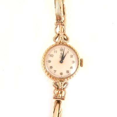 Lot 314 - Tudor Royal - a lady's 9 carat gold bracelet watch.