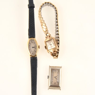 Lot 315 - Three gold lady's wristwatches., Roamer, Zenith, Swiss un-named.