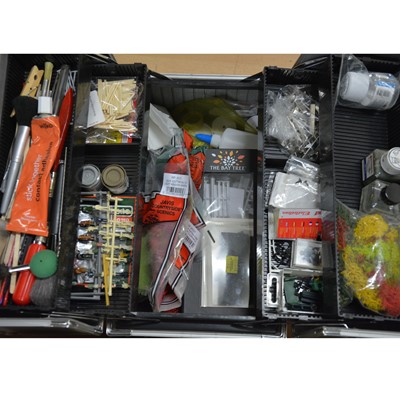 Lot 29 - A case of model railway accessories, parts, paints and spares