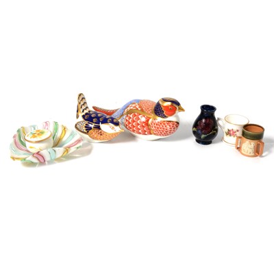 Lot 3 - Royal Crown Derby paperweights, miniature Moorcroft, Royal Doulton and Royal Worcester items.