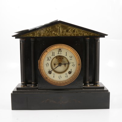 Lot 494A - Victorian black slate mantel clock