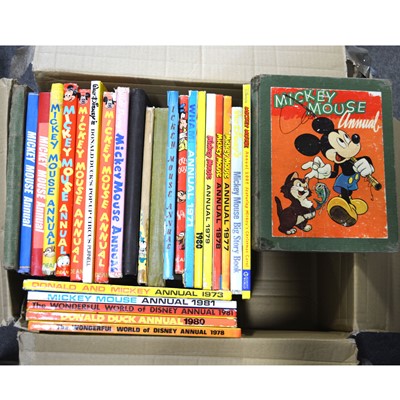 Lot 271 - Mickey Mouse annuals, one box years dating from the 1940s to 1980s.