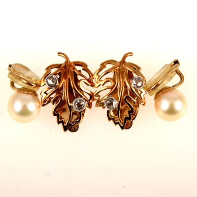Lot 250 - A pair of diamond clip-on earrings and pearl studs.