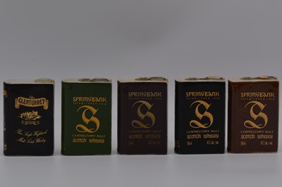 Lot 93 - Five Rutherford's ceramic book decanters, including Springbank set