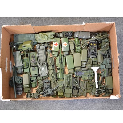 Lot 144C - One tray of loose military model vehicles; including Dinky 667 Missile Service Platform