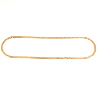 Lot 266 - A 9 carat yellow gold flat S link chain necklace.