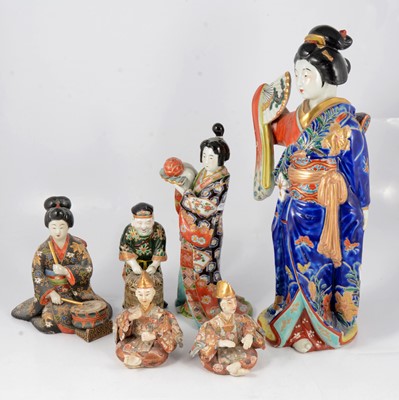 Lot 60 - Six Japanese Satsuma pottery figures