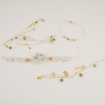 Lot 361A - Gemporia - Seven items of jadeite-set jewellery.