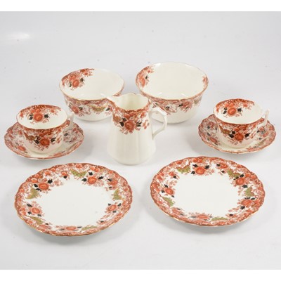 Lot 72 - Imari pattern part tea service, plus large plate and oval platter.