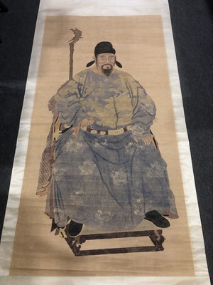 Lot 395 - Nine various Chinese painted scrolls