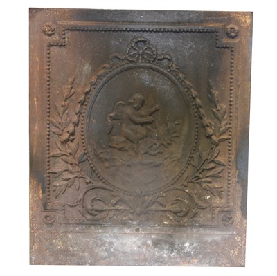 Lot 585 - Cast iron fire back.