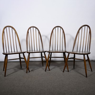 Lot 558 - Set of four Ercol dark stained Quaker hoop back chairs