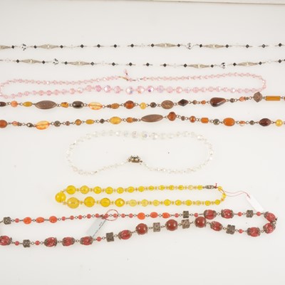 Lot 299 - Six vintage glass bead necklaces.