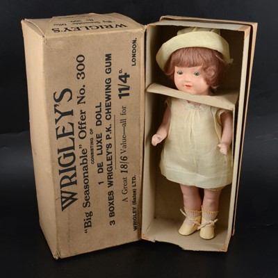 Lot 303 - Wrigley's Chewing Gum De Luxe composition advertising doll, boxed.