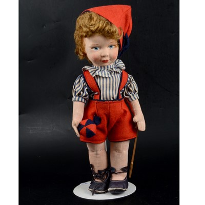 Lot 340 - Lenci, Italy, press felt boy doll, 'Seaside outfit'.