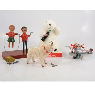 Lot 283 - Vintage toys; five including German tin-plate clock-work chick.