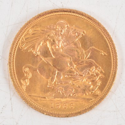 Lot 216 - Elizabeth II gold Sovereign coin, 1966, 8g.