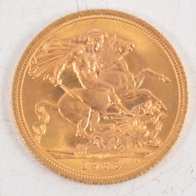 Lot 218 - Elizabeth II gold Sovereign coin, 1966, 8g.