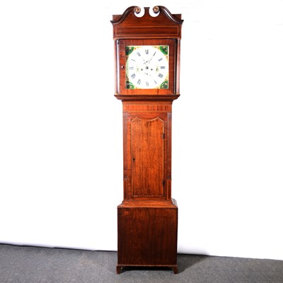 Lot 358 - Oak and mahogany longcase clock