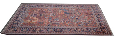 Lot 574 - Modern Tabriz pattern silky rug, decorated with birds and other motifs