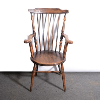 Lot 464 - Victorian beech kitchen armchair