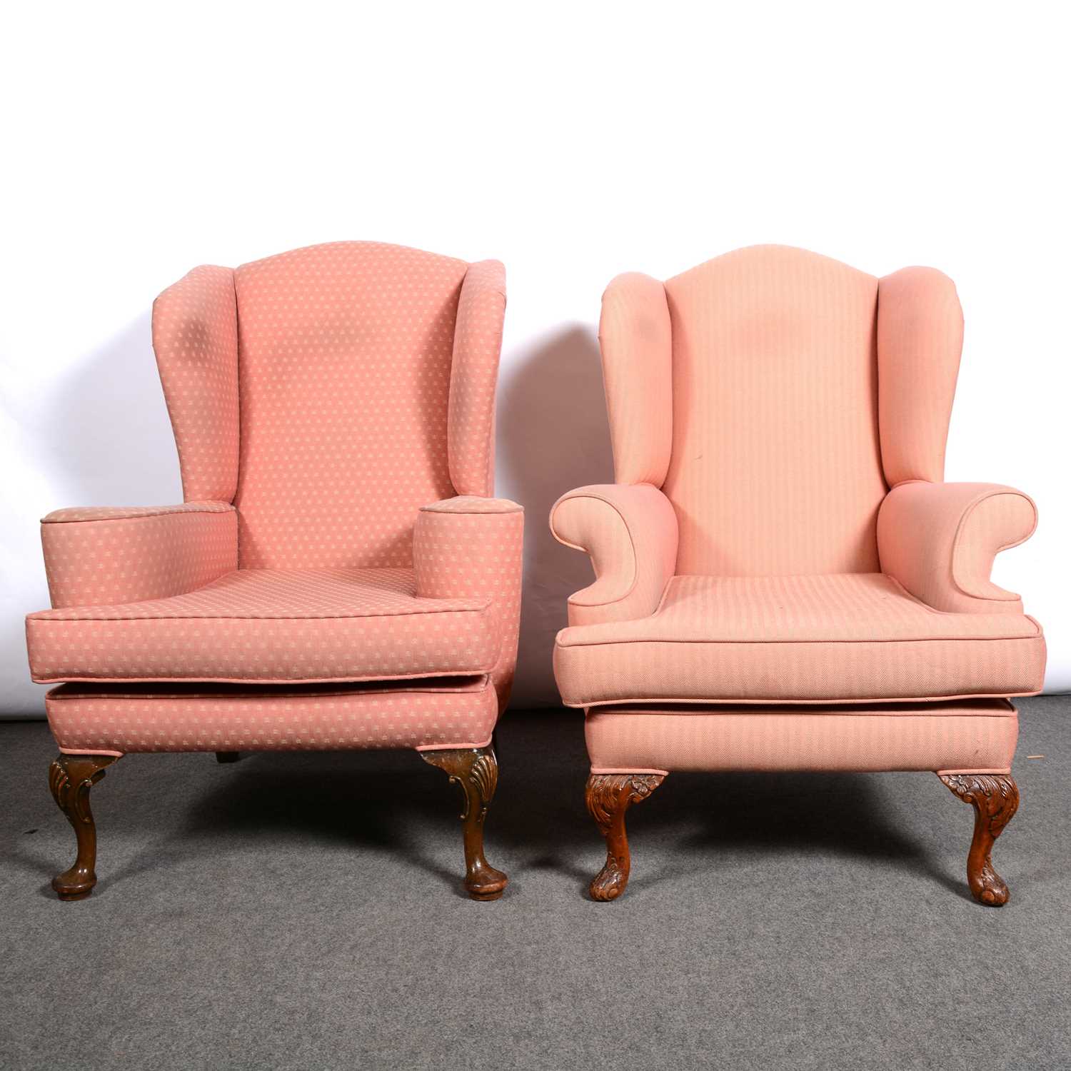 Lot 543 - Two wing back easy chairs