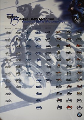 Lot 443 - Jahre BMW Motorrad Years of BMW Motorcycles, framed and glazed poster