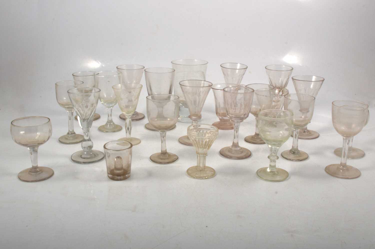 Lot 73 - Collection of antique glass, custards, short stem ale glasses,  etc.