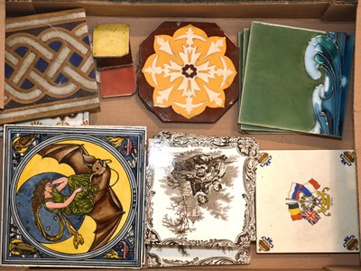Lot 61 - A collection of Victorian Art Pottery tiles, including William De Morgan, Craven Dunnill, etc.
