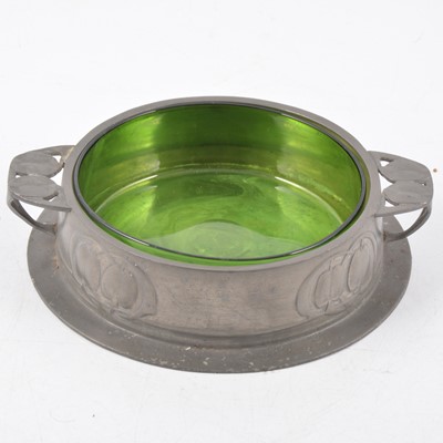Lot 120 - Archibald Knox for Liberty & Co, a Tudric pewter dish and glass liner