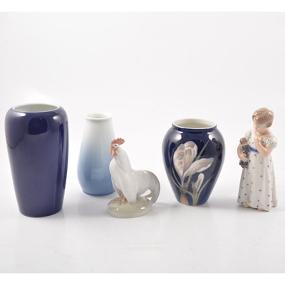 Lot 7 - Royal Copenhagen crocus vases and figurines, and a B&G Lily of the Valley vase.