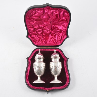 Lot 165 - Pair of silver sugar casters, Atkin Brothers, Sheffield 1892.