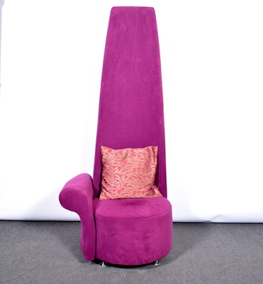 Lot 448 - A Patenza style high back chair in purple upholstery.