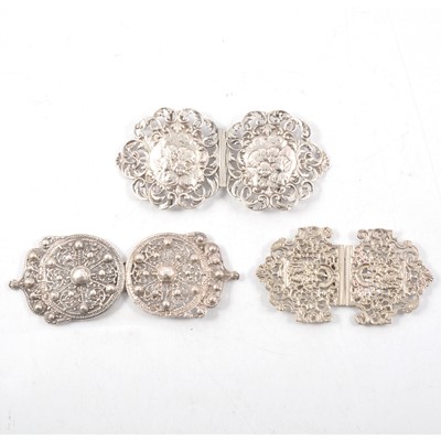 Lot 178 - Three silver buckles.