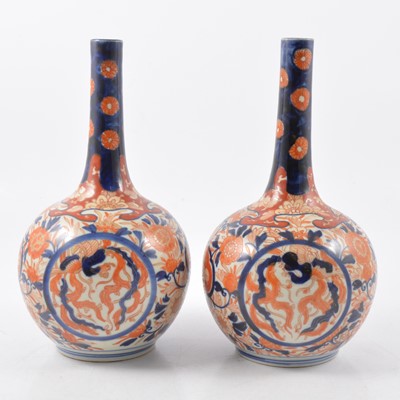 Lot 10 - Pair of Japanese Imari bottle vases.
