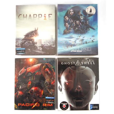 Lot 6 - Blufans Exclusive Steelbook Blu-rays Ghost in the Shell, Pacific Rim, Star Wars Rogue One, Chappie