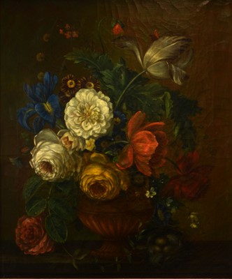 Lot 430 - Continental school, still life of flowers, oil on canvas.