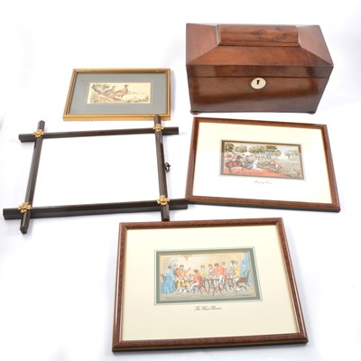 Lot 85 - Tea caddy and pictures