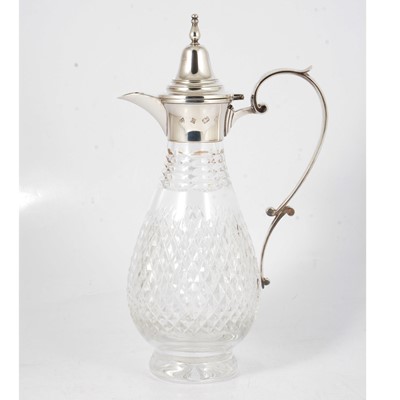 Lot 157 - Silver-mounted cut glass claret jug, Argyll Silver, Birmingham 1987.