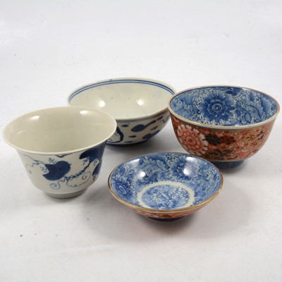 Lot 40 - Chinese rice bowl with cover, and two Chinese bowls.