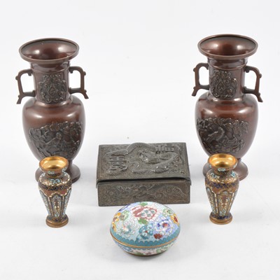 Lot 40 - Pair of Chinese bronzed vases, etc.