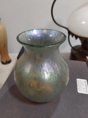 Lot 30 - Okra and other iridescent glass vases.