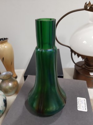 Lot 30 - Okra and other iridescent glass vases.