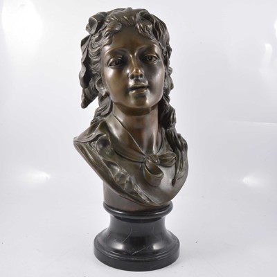 Lot 69 - Modern bronzed bust of a youg lady