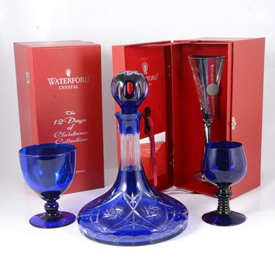 Lot 118 - Glassware; ships decanter, Waterford flutes, etc.