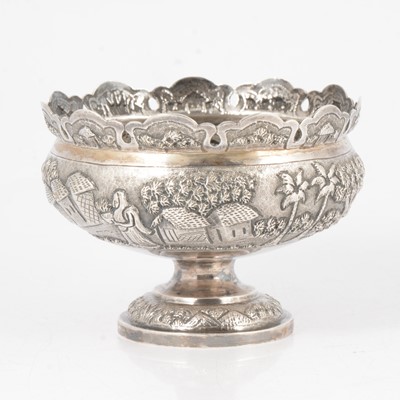 Lot 170 - White metal pedestal bowl.