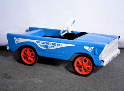 Lot 152 - Tri-ang pedal car, Police Squad Car no.45, blue body, red wheels, 86cm (restored).